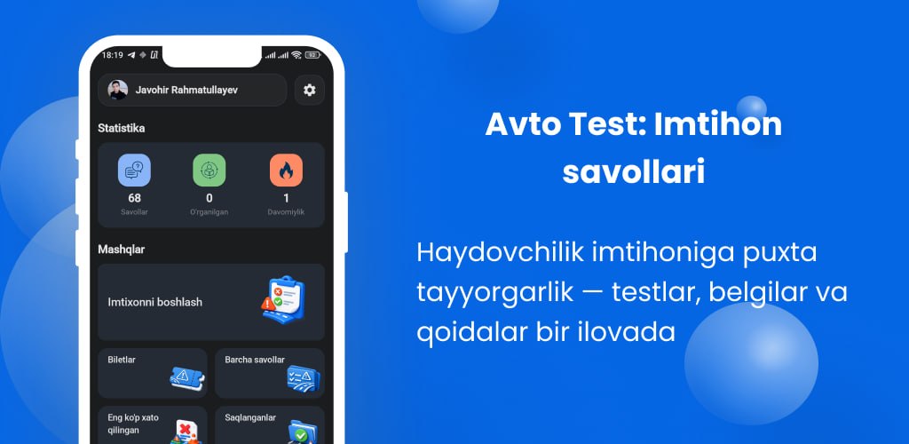 Avto Test: Imtihon Savollari